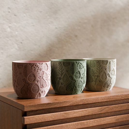3D Printed Decorative Planters – Nature &amp; Bunny Pattern (set of 1 )